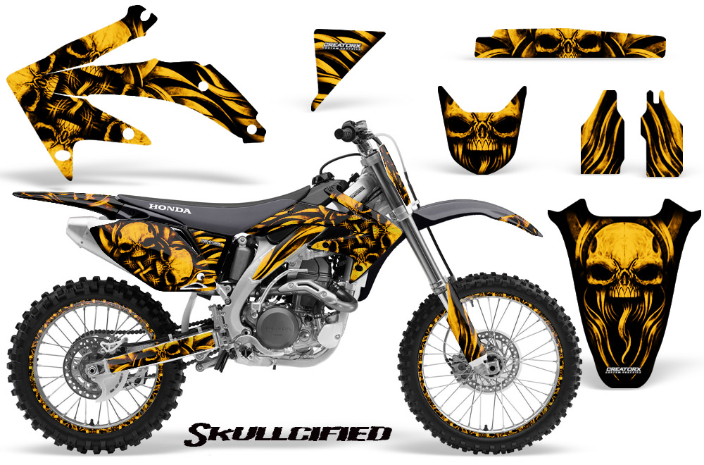 Honda CRF 450R 05-08 Graphics Kit Skullcified Yellow NP Rims